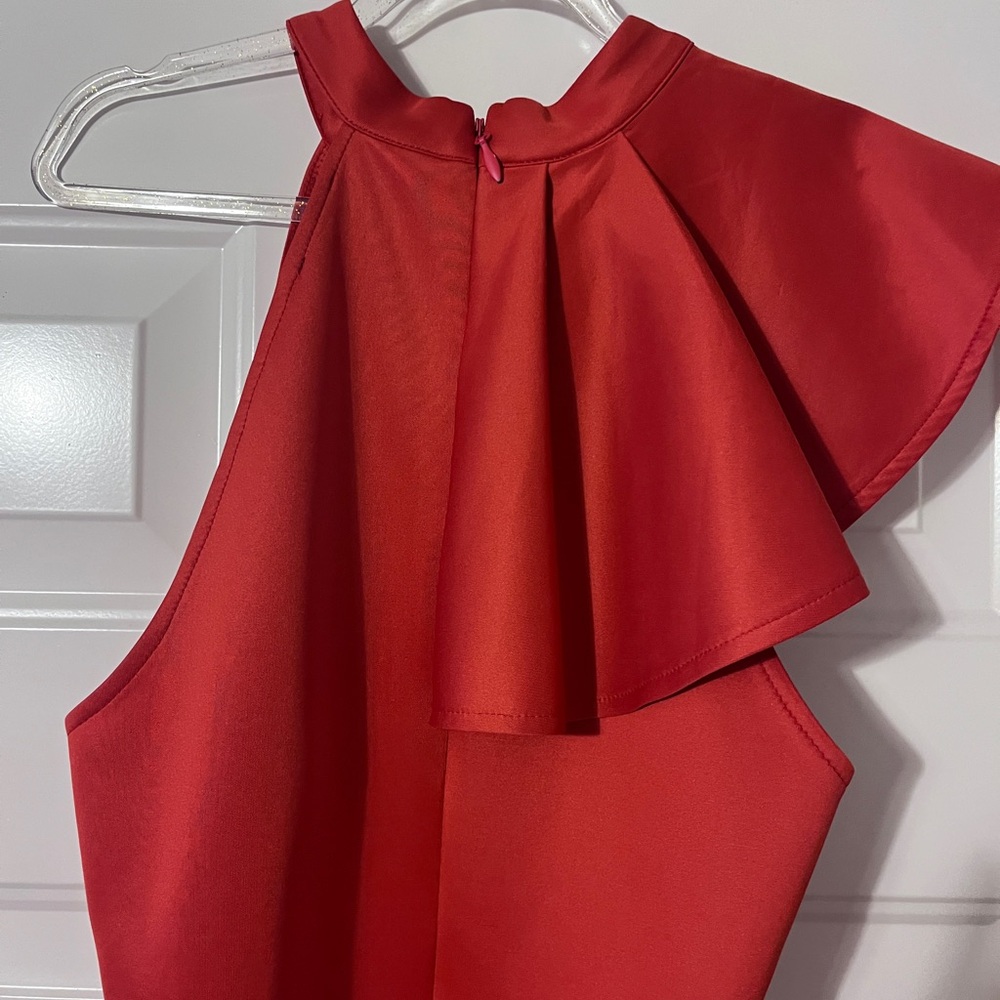 BEBE Red Ruffle Cocktail Dress  ♥️ - Picture 4 of 10